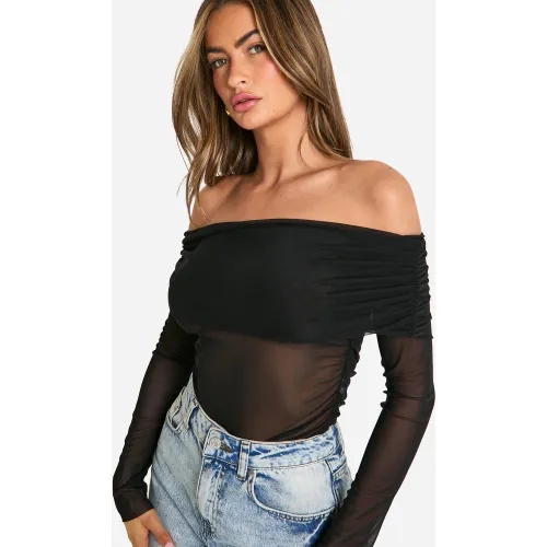 Top En Mesh À Col Bateau - 34 - boohoo - Modalova