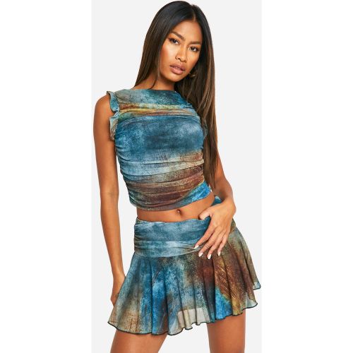 Crop Top En Mesh À Épaules Dénudées - 36 - boohoo - Modalova