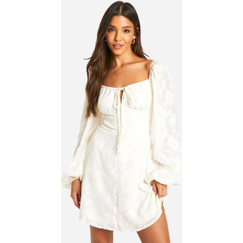 Robe Courte Texturée À Manches Bouffantes - 36 - boohoo - Modalova