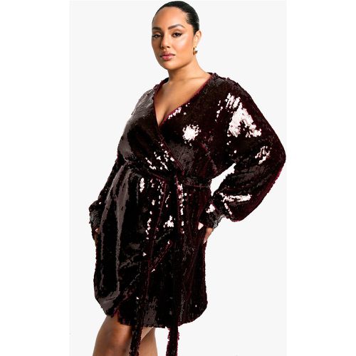 Grande Taille - Robe Portefeuille À Paillettes - 44 - boohoo - Modalova