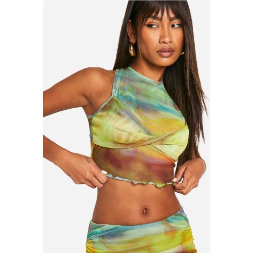 Top Torsadé En Mesh À Dos Nageur - 34 - boohoo - Modalova