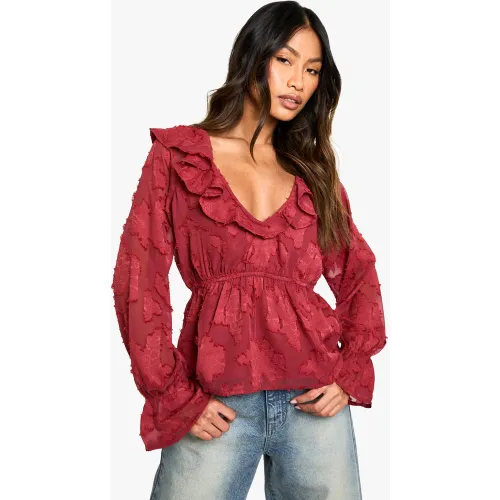 Blouse Fleurie À Volants - 34 - boohoo - Modalova