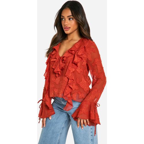 Blouse Fleurie À Volants - 44 - boohoo - Modalova