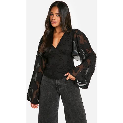 Blouse Fleurie À Manches Larges - 36 - boohoo - Modalova