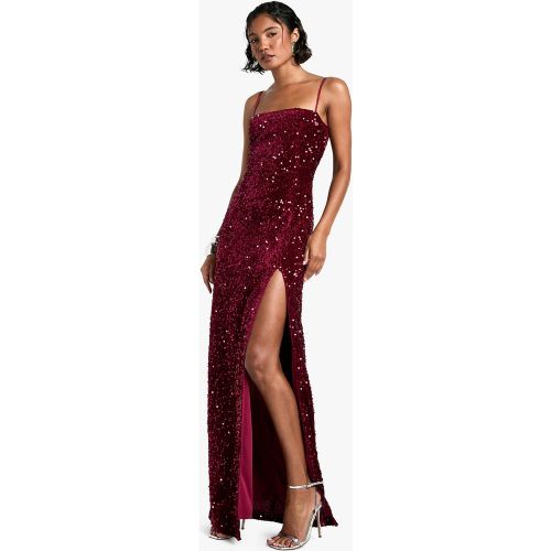 Tall" - Robe Longue Pailletée En Velours - 36 - boohoo - Modalova