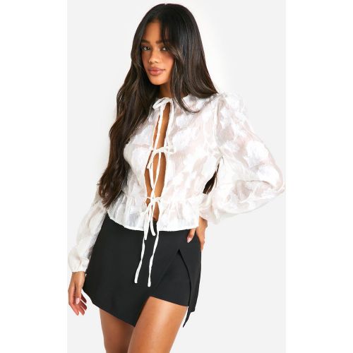 Blouse Nouée À Manches Volumineuses - 34 - boohoo - Modalova