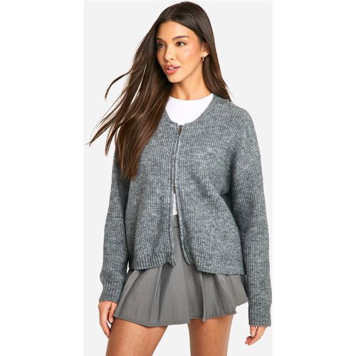 Bomber Zippé En Maille Épaisse - L - boohoo - Modalova