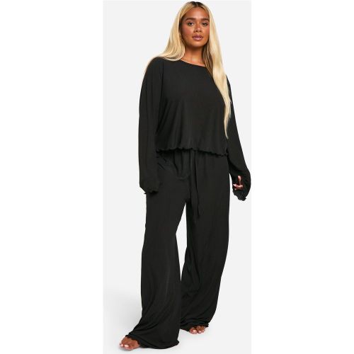 Grande Taille - Ensemble De Pyjama Texturé À Ourlets Ondulés - 50 - boohoo - Modalova