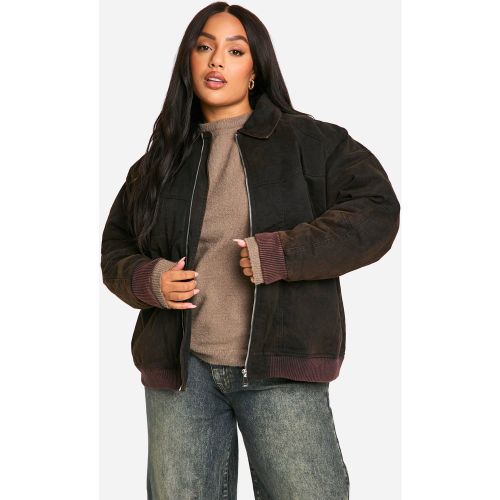 Grande Taille - Bomber Délavé - 44 - boohoo - Modalova