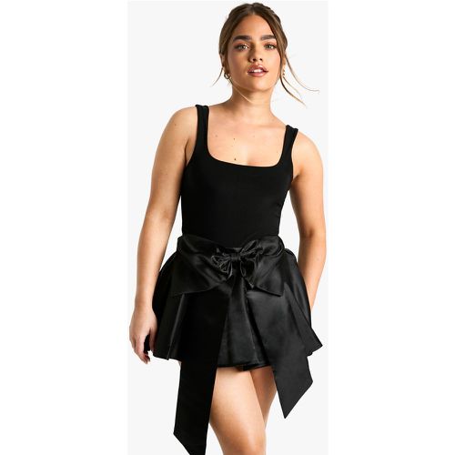 Petite" Satin Bow Skater Mini Skirt - 36 - boohoo - Modalova