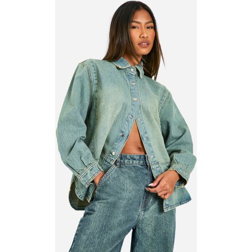 Chemise Oversize En Jean À Ourlet Arrondi - 38 - boohoo - Modalova