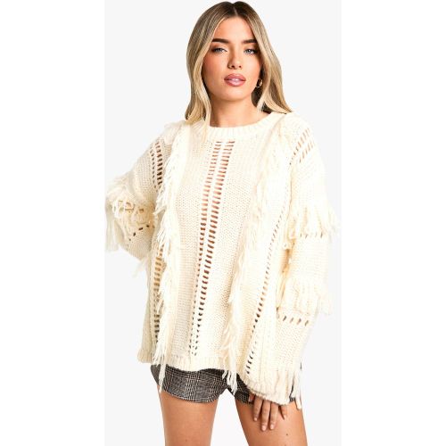 Pull En Maille Épaisse À Franges - S - boohoo - Modalova