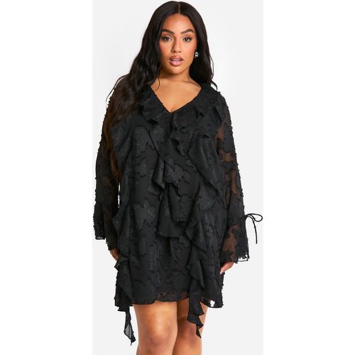 Grande Taille - Robe Droite Fleurie À Volants - 44 - boohoo - Modalova