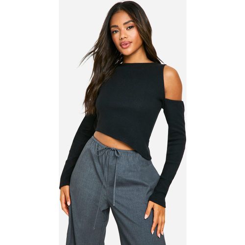 Top Asymétrique Côtelé En Maille Brossée - 36 - boohoo - Modalova