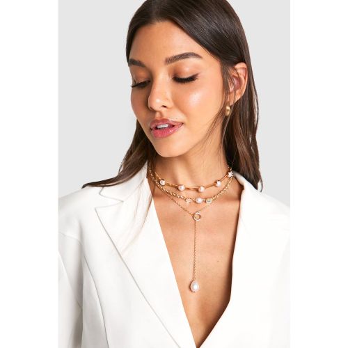 Collier À Chaînes Superposées Et Perles - One Size - boohoo - Modalova