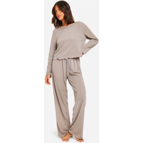 Ensemble De Pyjama Côtelé À Ourlets Ondulés - 36 - boohoo - Modalova