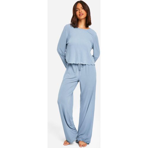 Ensemble De Pyjama Texturé À Ourlets Ondulés - 34 - boohoo - Modalova