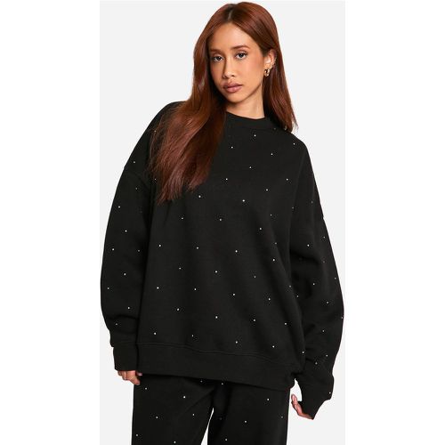 Sweat Oversize À Col Ras-Du-Cou Et Strass - L - boohoo - Modalova