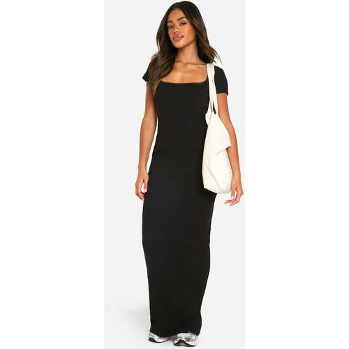 Robe Longue Côtelée À Détails En Dentelle - 36 - boohoo - Modalova