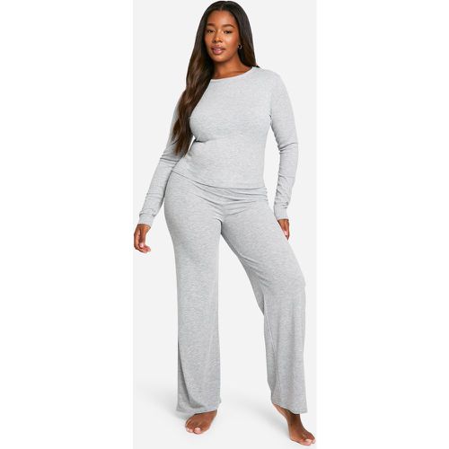 Grande Taille - Ensemble Côtelé Avec Top À Manches Longues Et Pantalon - 46 - boohoo - Modalova