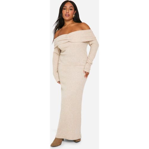 Grande Taille - Robe Longue Côtelée À Épaules Dénudées - 44 - boohoo - Modalova