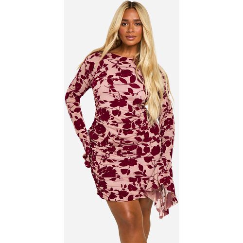 Grande Taille - Robe Droite Froncée À Manches Évasées - 44 - boohoo - Modalova