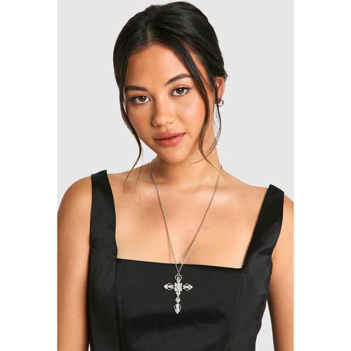 Collier Strassé À Pendentif Croix - One Size - boohoo - Modalova