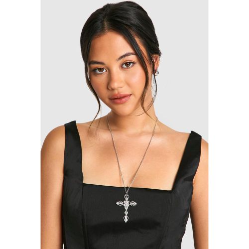 Collier Strassé À Pendentif Croix - One Size - boohoo - Modalova