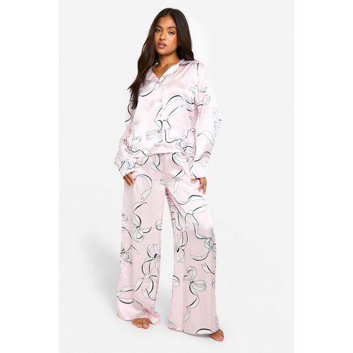 Petite" - Ensemble De Pyjama Satiné À Nœud - 38 - boohoo - Modalova