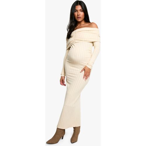 Maternité - Robe De Grossesse Longue Texturée À Col Bateau - 36 - boohoo - Modalova