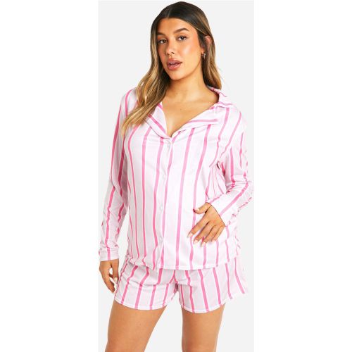 Maternité - Ensemble De Pyjama Avec Chemise Rayée Et Short - 36 - boohoo - Modalova