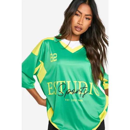 Top De Football Color Block À Col V Et Slogan Studio - 34 - boohoo - Modalova