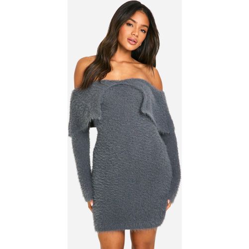 Robe Courte En Maille Soyeuse À Col Bateau - S - boohoo - Modalova