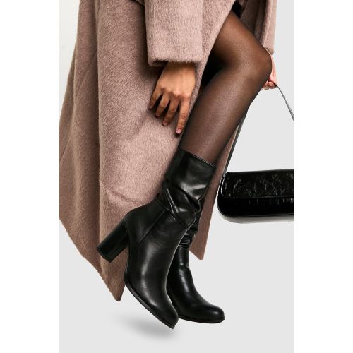 Bottines Froncées À Talon Carré - 38 - boohoo - Modalova