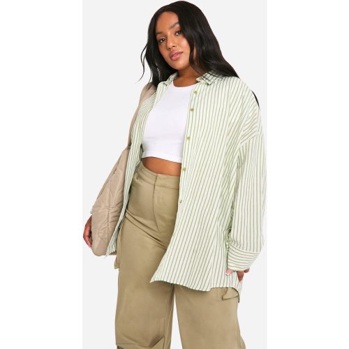 Grande Taille - Chemise Rayée Oversize En Lin - 44 - boohoo - Modalova