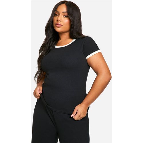 Grande Taille - T-Shirt Confort À Col Contrastant - 46 - boohoo - Modalova