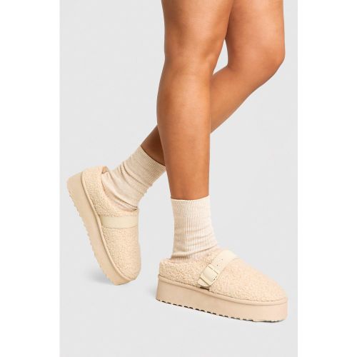 Mules Confort En Polaire À Plateforme - Blanc Écru - 37, Blanc Écru - boohoo - Modalova