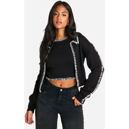 Tall" - Ensemble En Maille Avec Crop Top Et Gilet - M - boohoo - Modalova