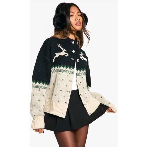 Cardigan En Maille Premium À Imprimé Noël - M - boohoo - Modalova