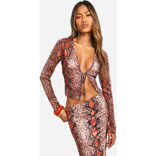 Top En Mesh Noué À Imprimé Serpent - 44 - boohoo - Modalova