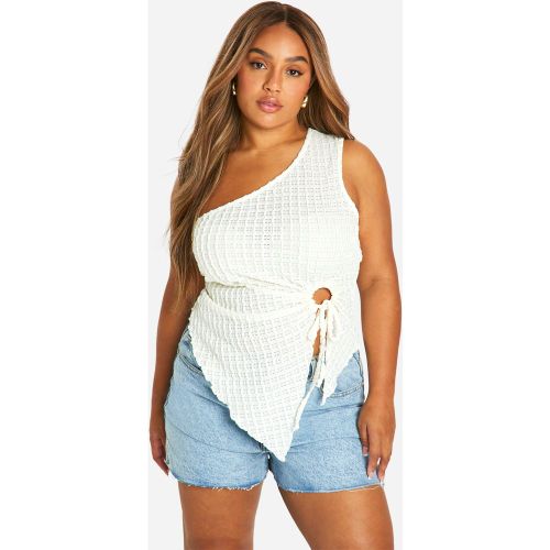 Grande Taille - Top Asymétrique Texturé - Blanc Écru - 44, Blanc Écru - boohoo - Modalova