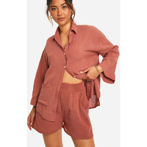 Short En Coton Texturé À Taille Élastique - 34 - boohoo - Modalova