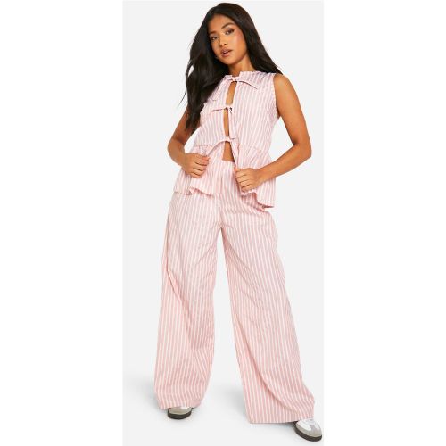 Petite" - Ensemble Rayé Avec Top Noué Et Pantalon Large - 32 - boohoo - Modalova