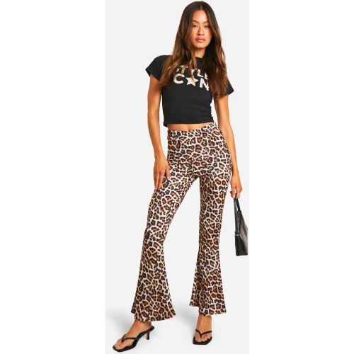 Tall" - Pantalon Flare Taille Haute À Imprimé Léopard - 34 - boohoo - Modalova