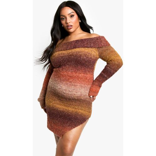 Grande Taille - Robe Courte En Maille Volantée À Col Bardot - 52 - boohoo - Modalova