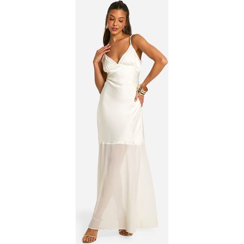 Robe Longue Satinée En Mousseline De Soie - 38 - boohoo - Modalova