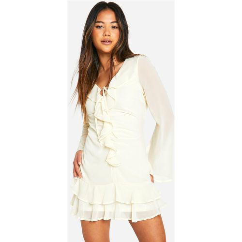 Robe Courte En Mousseline De Soie À Volants - 42 - boohoo - Modalova