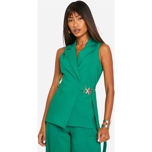 Gilet Long Stretch Sans Manches - Vert Émeraude - 34, Vert Émeraude - boohoo - Modalova