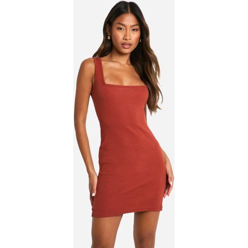 Robe Courte Côtelée À Col Carré - 38 - boohoo - Modalova