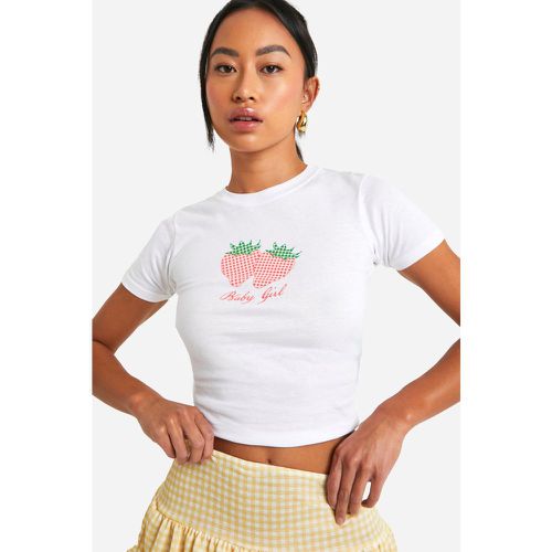 T-Shirt Court À Motif Vichy Fraise - L - boohoo - Modalova